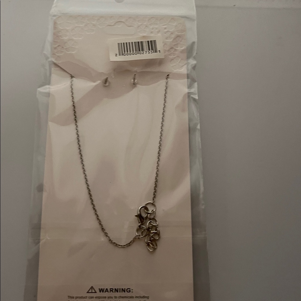 Pick (1) Gold  or Silver Flower Pendant Necklace and Earring Set - Picture 2 of 4
